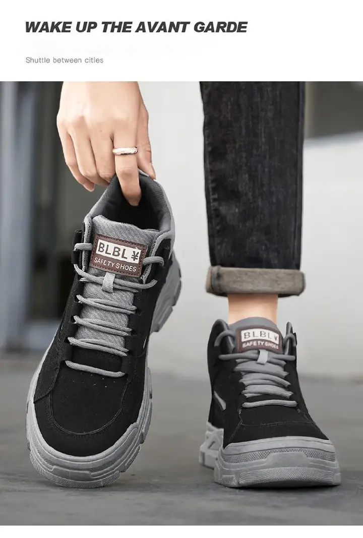 Breathable Anti-Slip Men's Work Boots - High-Cut Durable Sneaker Shoes for Outdoor Work & Hiking, All-Season Industrial Casual Wear