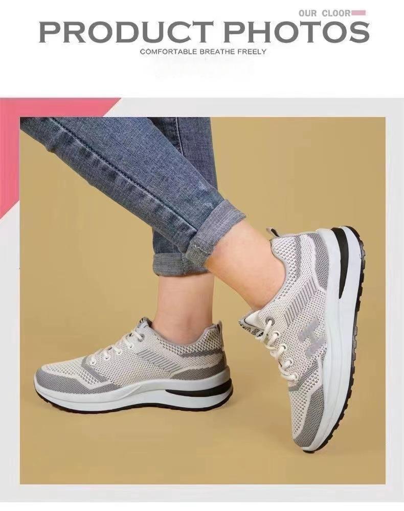 Women's Flyknit Running Shoes - Breathable Mesh Casual Athletic Sneakers with Cushioned Insole, Non-Slip Sole for Gym and Outdoor Activities, Fashion Lightweight Walking Shoes