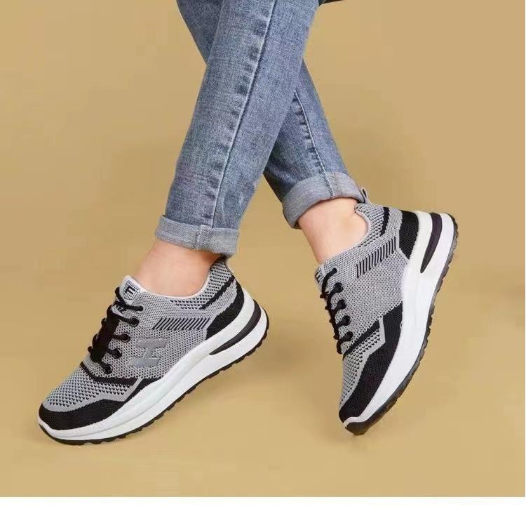 Women's Flyknit Running Shoes - Breathable Mesh Casual Athletic Sneakers with Cushioned Insole, Non-Slip Sole for Gym and Outdoor Activities, Fashion Lightweight Walking Shoes