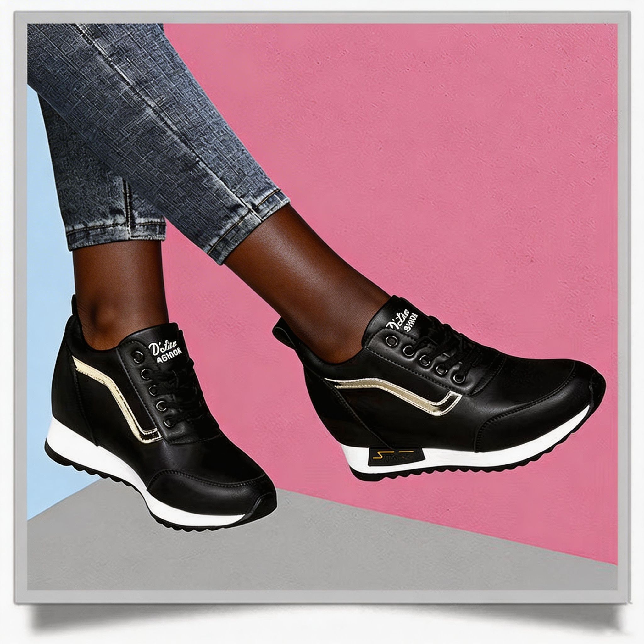 Women's Height Increasing Casual Shoes - Fashion Thick-Sole Platform Leather Sneakers with Soft Cushion, Versatile Sports-Inspired Design for Daily Wear