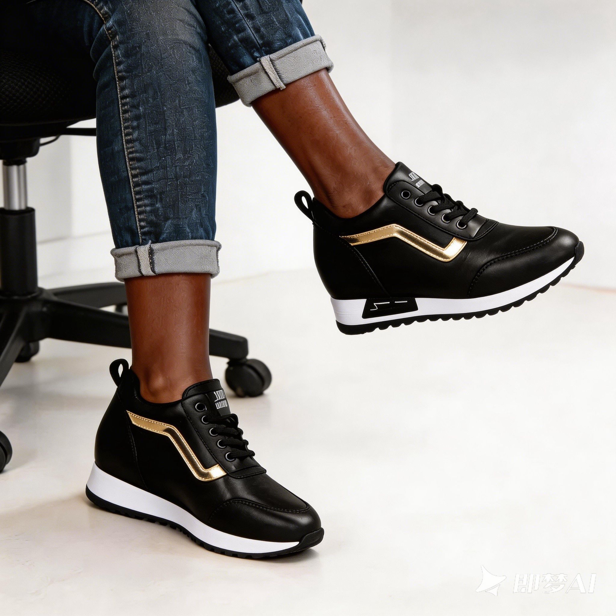 Women's Height Increasing Casual Shoes - Fashion Thick-Sole Platform Leather Sneakers with Soft Cushion, Versatile Sports-Inspired Design for Daily Wear