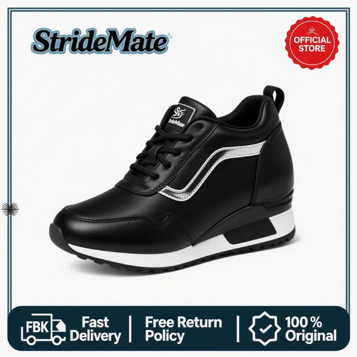 Women's Height Increasing Casual Shoes - Fashion Thick-Sole Platform Leather Sneakers with Soft Cushion, Versatile Sports-Inspired Design for Daily Wear