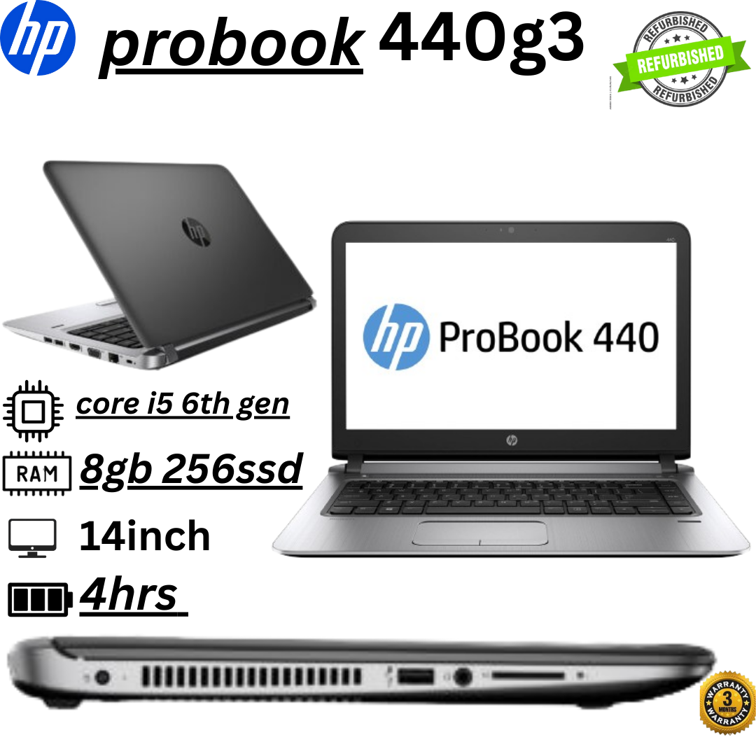 HP ProBook 440 G3 – Core i5 6th Gen 8gb| 256GB SSD | 14" HD Business Laptop – Fast & Reliable