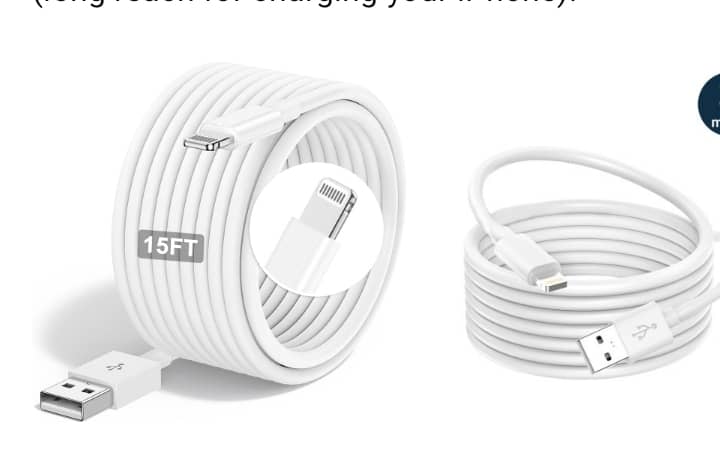A durable and high-speed USB cable designed for iPhone devices, compatible with all Lightning-enabled iPhones and iPads. Ideal for charging and data transfer.