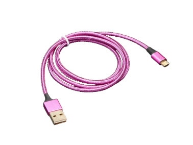 A stylish long pink charging cable with a Micro USB connector — flexible, durable, and perfect for charging your phone comfortably from a distance while adding