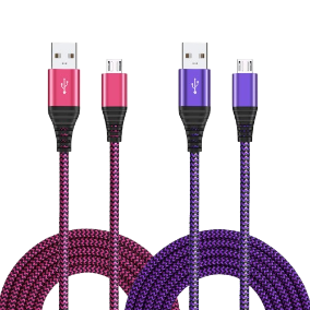 A stylish long pink charging cable with a Micro USB connector — flexible, durable, and perfect for charging your phone comfortably from a distance while adding