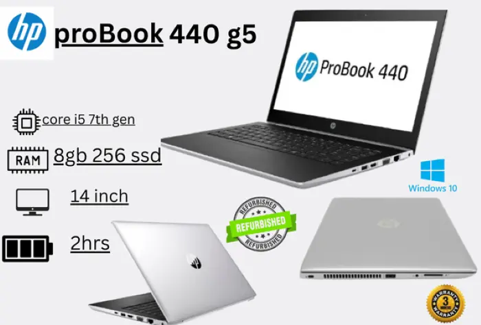 HP ProBook 440 G5 14″ i5 8GB 256GB SSDLaptop (Core i5, 14″ display)