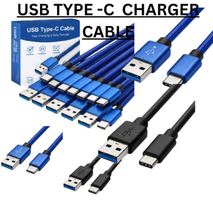 USB Type-C Fast Charging Cable 1m - Fast Charge Data Sync Cord for Android Smartphones Tablets Power Banks - Durable Nylon Braided