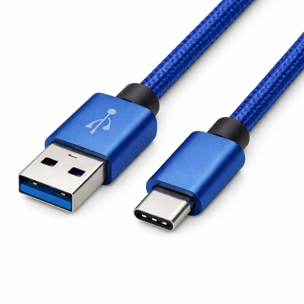 USB Type-C Fast Charging Cable 1m - Fast Charge Data Sync Cord for Android Smartphones Tablets Power Banks - Durable Nylon Braided