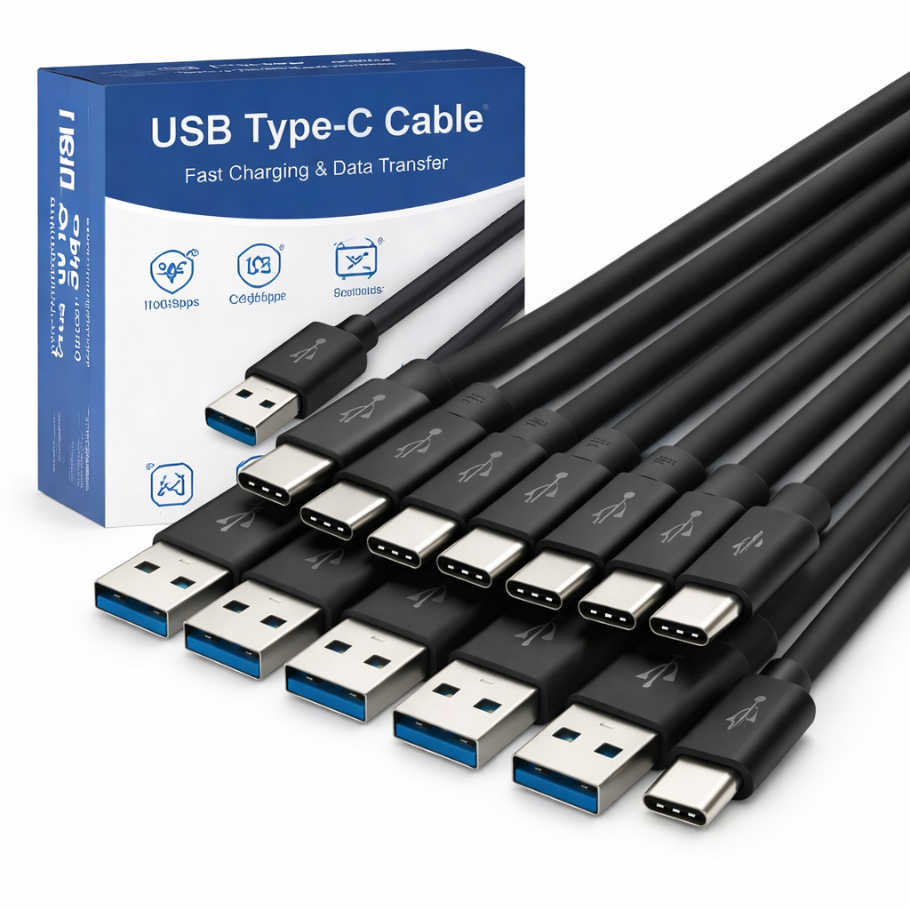 USB Type-C Fast Charging Cable 1m - Fast Charge Data Sync Cord for Android Smartphones Tablets Power Banks - Durable Nylon Braided