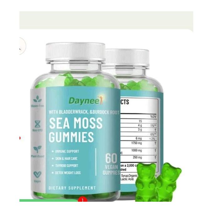 Daynee Sea Moss SeaMoss Gummies With Bladderwrack & Burdock Root Highly Effective Anti-Aging, Cardiovascular Health, Cholesterol Support, Energy Support, Immune Support