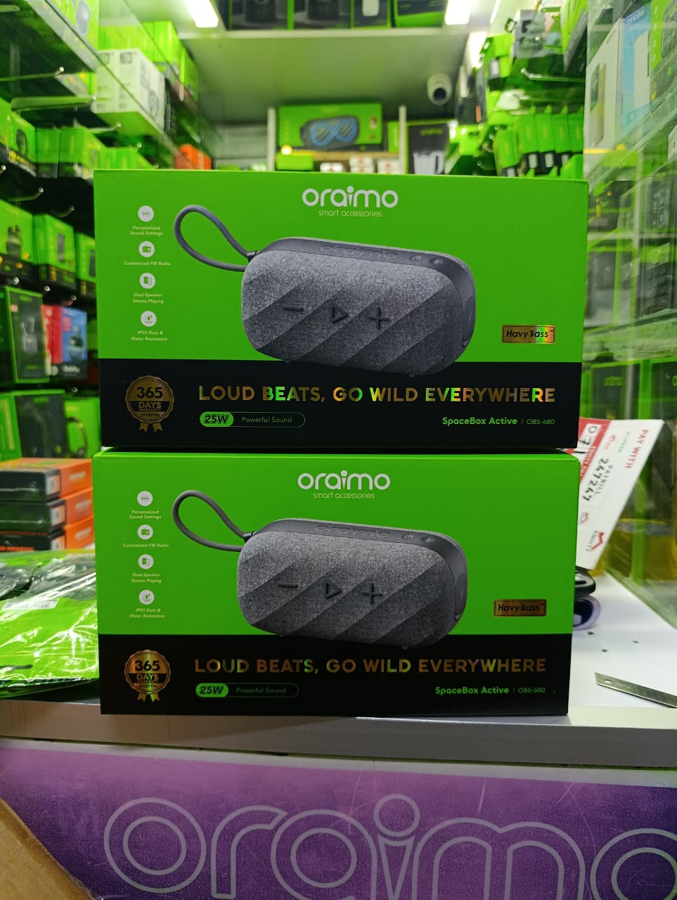 ORAIMO SpaceBox Active OBS-680 Bluetooth Speaker, Powerful Bass, Clear Sound, Compact and Stylish Design for Indoor and Outdoor Use