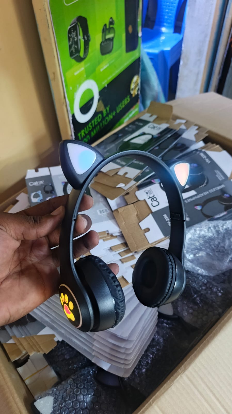 Viv 23 Cat Headphones – Pink & Black Over-Ear Headphones, Restocked, Comfortable Design with Clear Sound and Durable Build