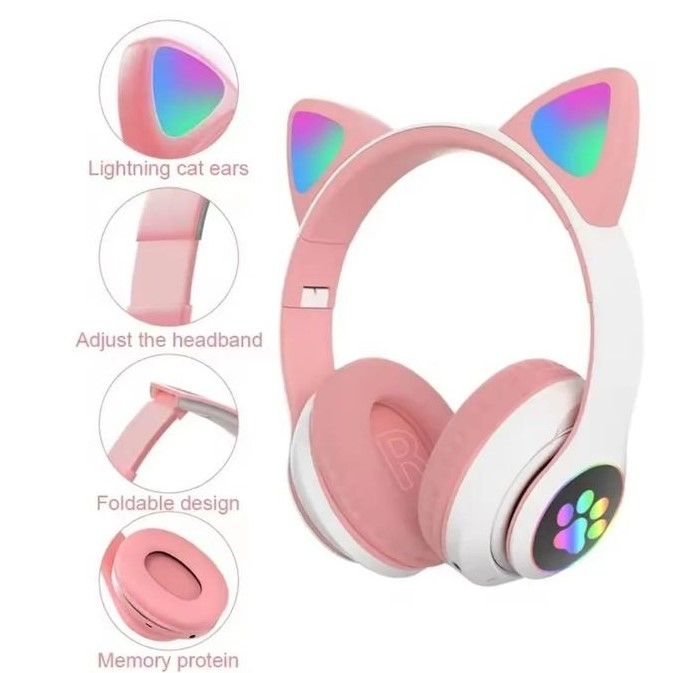 Viv 23 Cat Headphones – Pink & Black Over-Ear Headphones, Restocked, Comfortable Design with Clear Sound and Durable Build