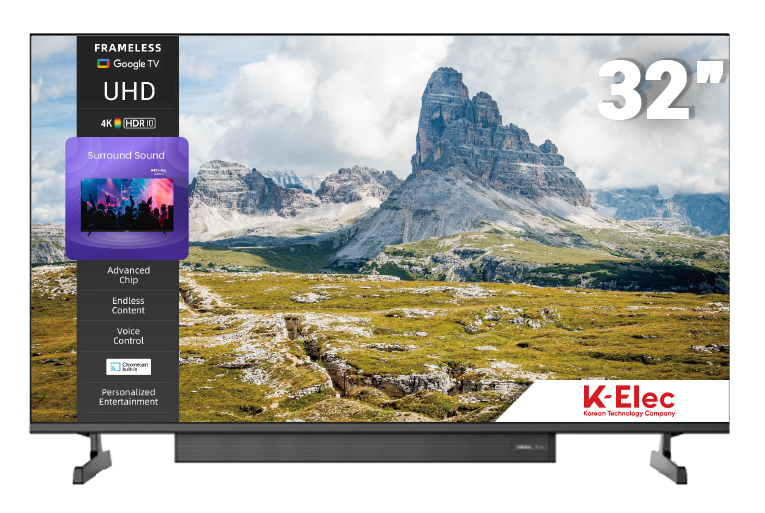 [EASTER SALE OFFER] K-Elec 32 Inches Google Smart LED TV with Built-In Dolby Atmos Soundbar | 36-Month Warranty | FREE TV Guard + FREE Wall Mount
