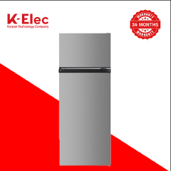 K-Elec (Model KR35-TM-DFC-KBI) 206L Double Door Fridge & Freezer | 36-Month Warranty | Modern Energy-Efficient Cooling | Black | Silver