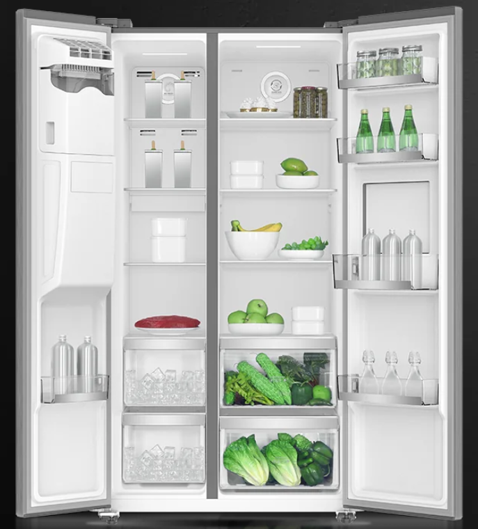 K-ELEC Refrigerator 532L Model KR86-SS-NFS-KBI 2 Door Side By Side, No Frost, INVERTER Compressor, Inox Line Brush, Silver in color + Free Fridge Guard
