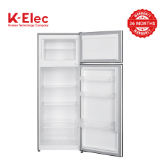 K-Elec (Model KR35-TM-DFC-KBI) 206L Double Door Fridge & Freezer | 36-Month Warranty | Modern Energy-Efficient Cooling | Black | Silver