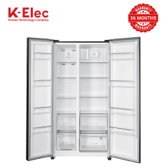 K-ELEC Refrigerator 532L Model KR86-SS-NFS-KBI 2 Door Side By Side, No Frost, INVERTER Compressor, Inox Line Brush, Silver in color