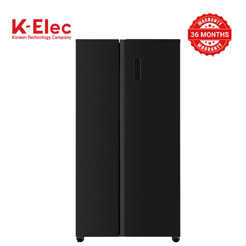 K-ELEC Refrigerator 532L Model KR86-SS-NFS-KBI 2 Door Side By Side, No Frost, INVERTER Compressor, Inox Line Brush, Silver in color