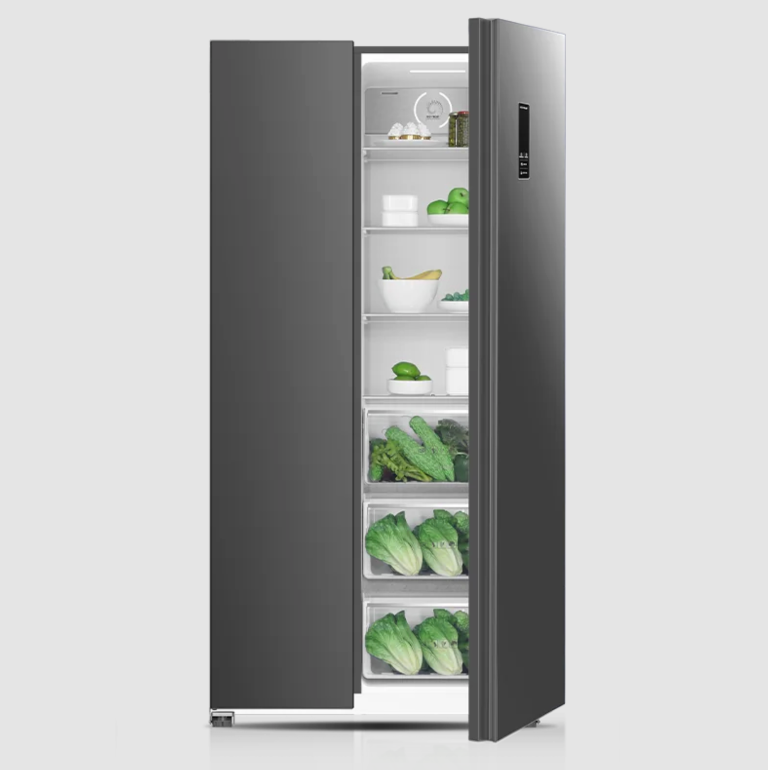 K-ELEC Refrigerator 532L Model KR86-SS-NFS-KBI 2 Door Side By Side, No Frost, INVERTER Compressor, Inox Line Brush, Silver in color + Free Fridge Guard