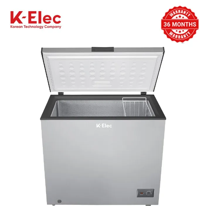 K-ELEC 100L Vertical Chest Freezer | Silver | Energy Saving | Single Flip Drain | Fast Cooling