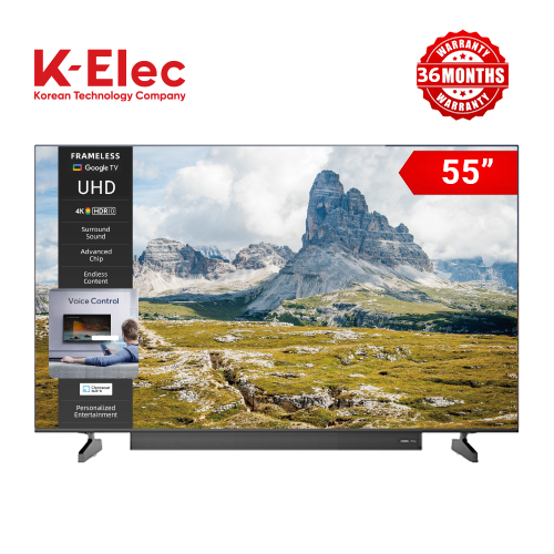[EASTER SALE OFFER] K-Elec 55" 4K Google Smart LED TV with Attached Dolby Atmos Soundbar | 36-Month Warranty | FREE TV Guard + FREE Wall Mount