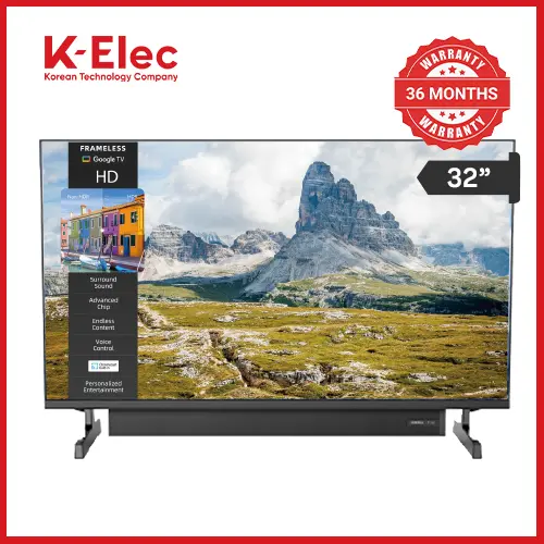 K-Elec 32" Smart Google TV with Built-in Soundbar | Netflix • YouTube • Showmax | WiFi | 3-Year Warranty