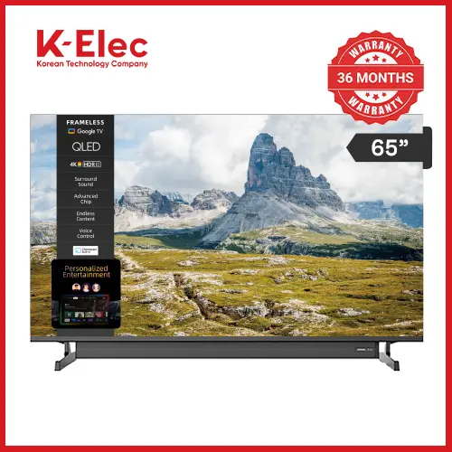 K-Elec 65″ 4k QLED Smart Google TV with Built-in Soundbar | Netflix · YouTube · Showmax | WiFi | 3-Year Warranty