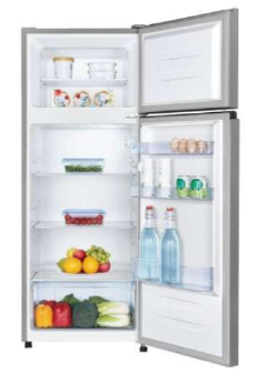 K-Elec (Model KR35-TM-DFC-KBI) 206L Double Door Fridge & Freezer | 36-Month Warranty | Modern Energy-Efficient Cooling | Black | Silver