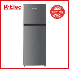 K-Elec (Model KR35-TM-DFC-KBI) 206L Double Door Fridge & Freezer | 36-Month Warranty | Modern Energy-Efficient Cooling | Black | Silver