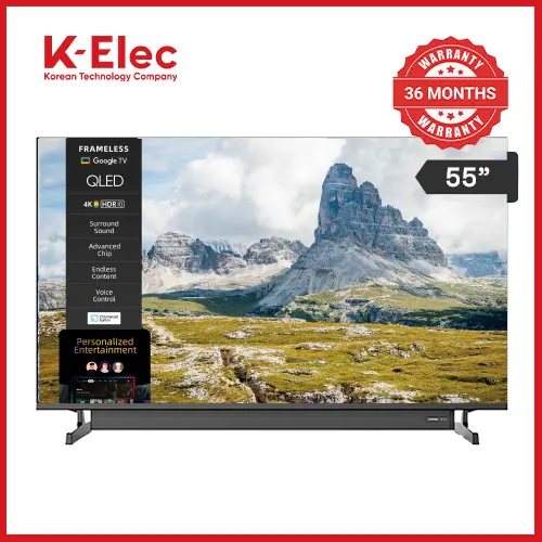 K-Elec 55″ 4K QLED Smart Google TV with Built-in Soundbar | Netflix · YouTube · Showmax | WiFi | 3-Year Warranty