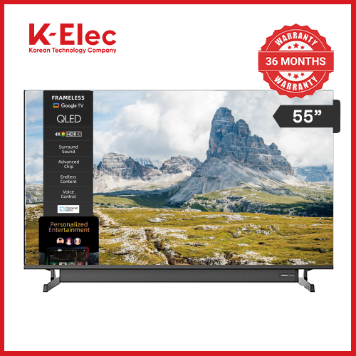 K-Elec 55″ 4K QLED Smart Google TV with Built-in Soundbar | Netflix · YouTube · Showmax | WiFi | 3-Year Warranty