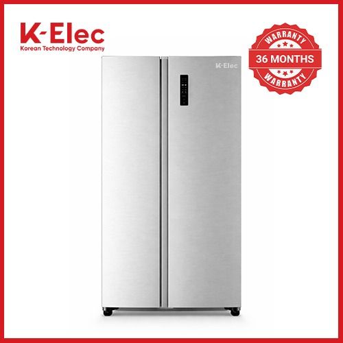 K-ELEC Refrigerator 532L Model KR86-SS-NFS-KBI 2 Door Side By Side, No Frost, INVERTER Compressor, Inox Line Brush, Silver in color + Free Fridge Guard