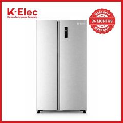 K-ELEC Refrigerator 532L Model KR86-SS-NFS-KBI 2 Door Side By Side, No Frost, INVERTER Compressor, Inox Line Brush, Silver in color