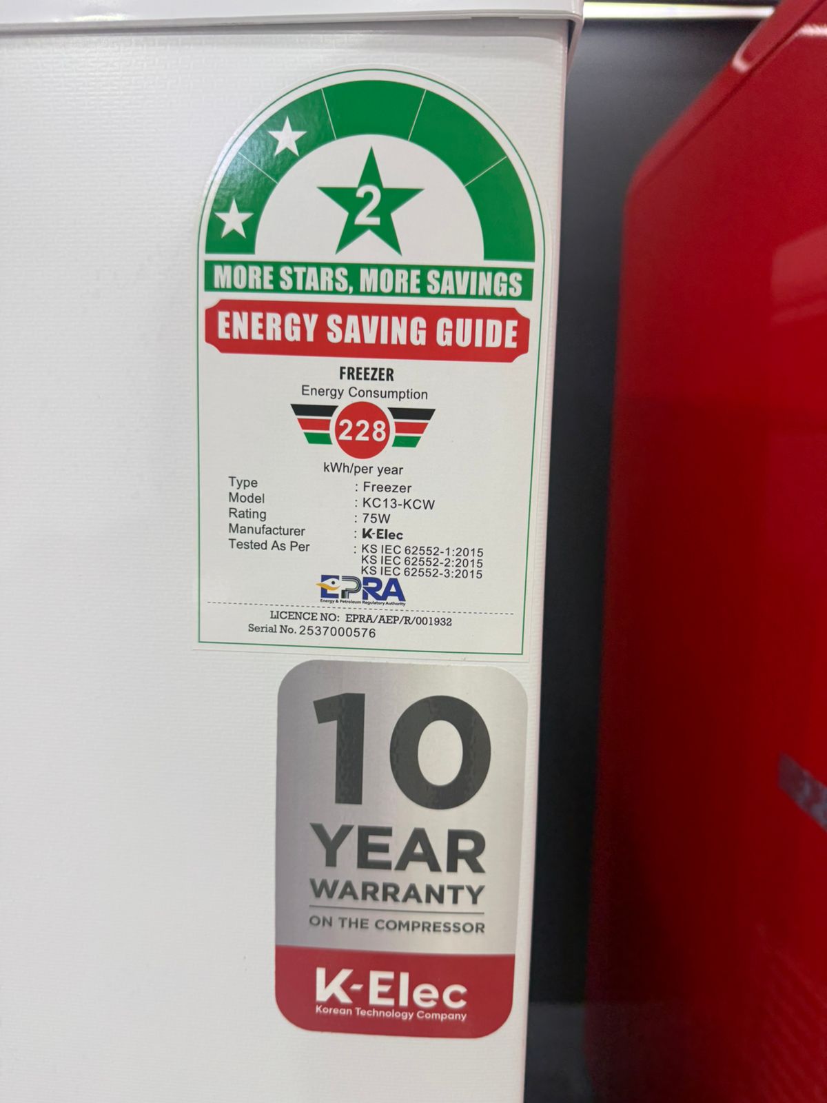 [EASTER SALE OFFER] K-ELEC 100Litres Vertical Chest Freezer KC13-KCW Single Flip Drain Freezer Energy-saving Freezer Fast Cooling Refrigerator