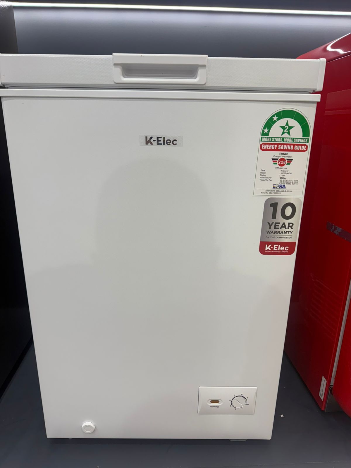 [EASTER SALE OFFER] K-ELEC 100Litres Vertical Chest Freezer KC13-KCW Single Flip Drain Freezer Energy-saving Freezer Fast Cooling Refrigerator