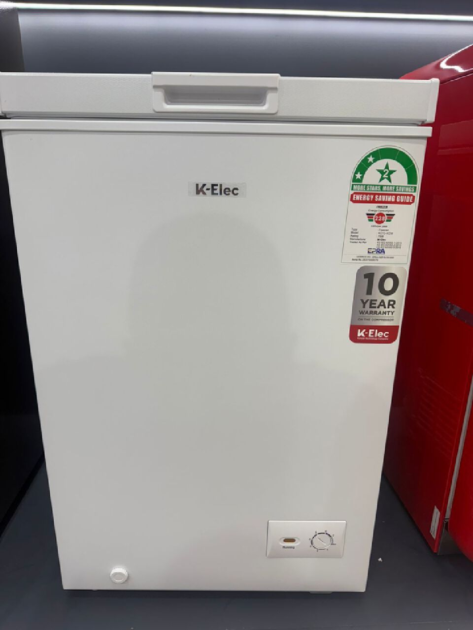 K-ELEC 100Litres Vertical Chest Freezer KC13-KCW Single Flip Drain Freezer Energy-saving Freezer Fast Cooling Refrigerator