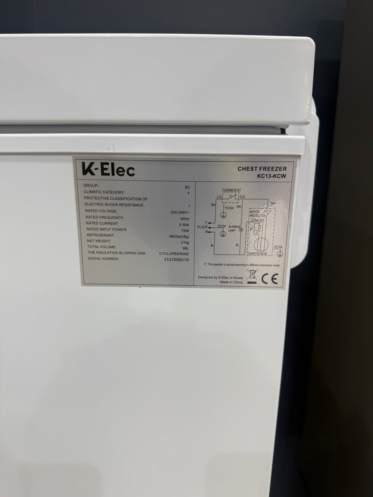 [EASTER SALE OFFER] K-ELEC 100Litres Vertical Chest Freezer KC13-KCW Single Flip Drain Freezer Energy-saving Freezer Fast Cooling Refrigerator