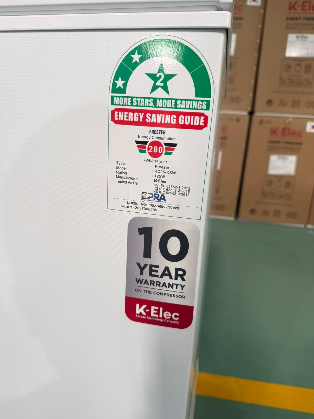 K-ELEC 200 Litres Vertical Chest Freezer KC25-KSW Energy Efficient Deep Freezer Perfect for Home & Business Use Fast Cooling Refrigerator + Free Fridge Guard