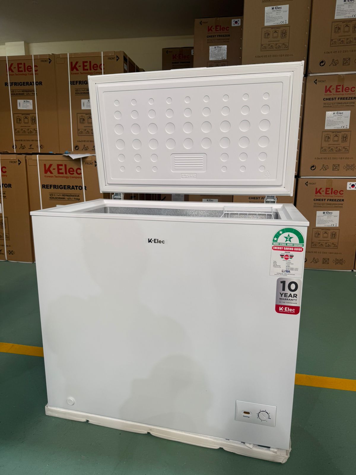 K-ELEC 200 Litres Vertical Chest Freezer KC25-KSW Energy Efficient Deep Freezer Perfect for Home & Business Use Fast Cooling Refrigerator + Free Fridge Guard