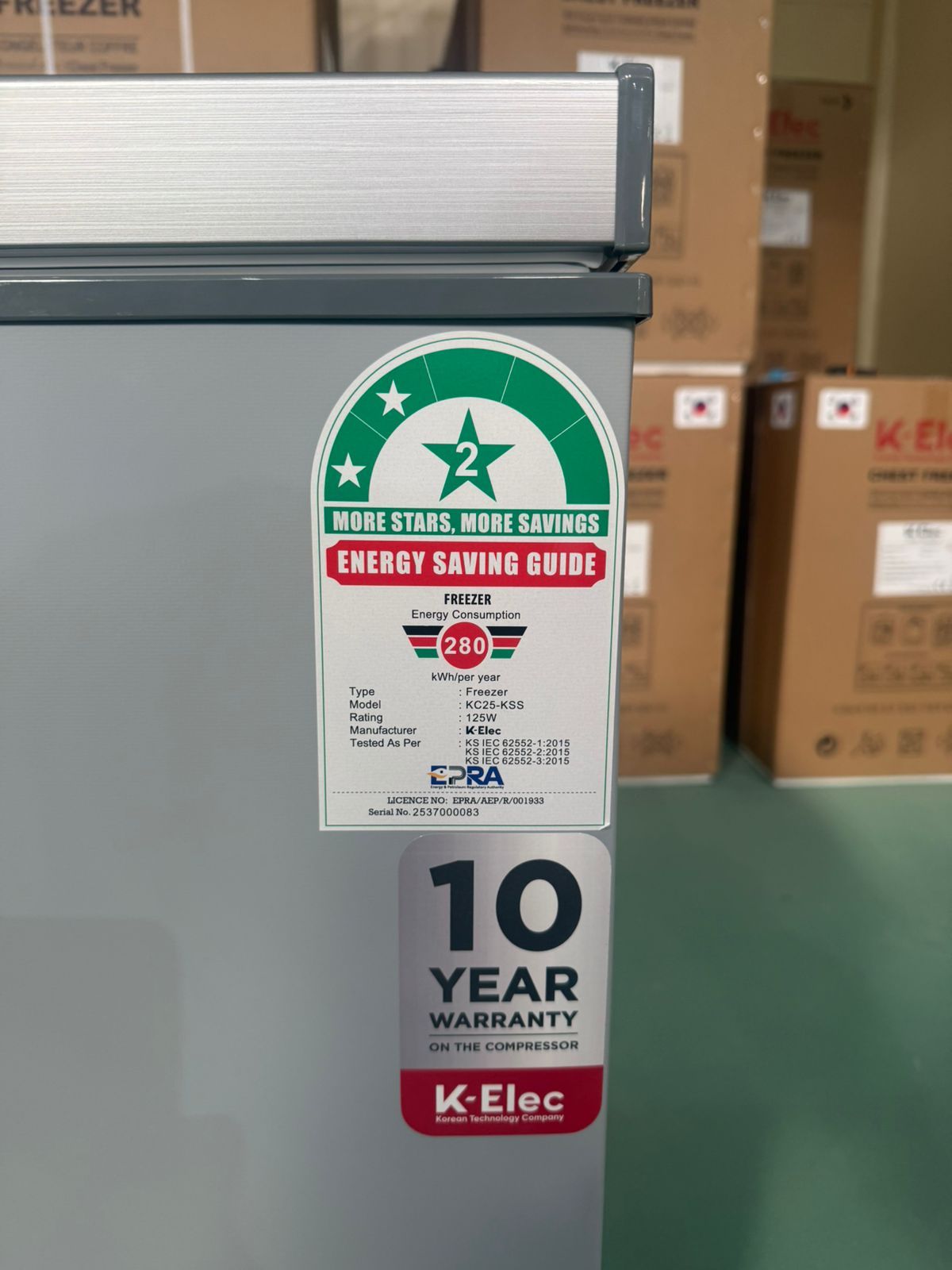 K-ELEC 200 Litres Vertical Chest Freezer KC25-KSS Energy Efficient Deep Freezer Perfect for Home & Business Use Fast Cooling Refrigerator + Free Fridge Guard