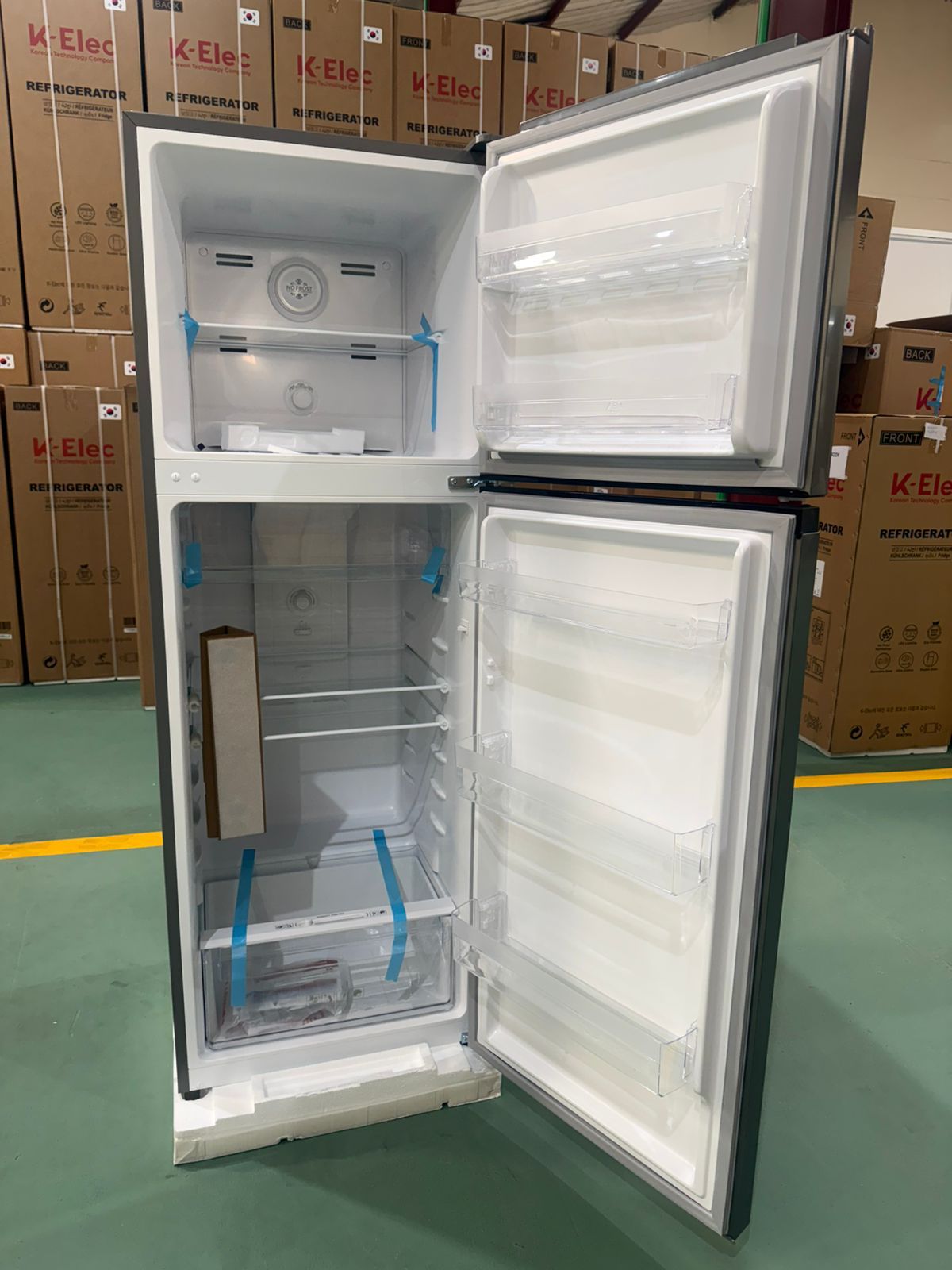 [EASTER SALE OFFER ] K-ELEC 356L Fridge (3 YRS WARRANTY ) KR56-TM-NFC-KBI Double door Refrigerator Top mount no-frost VCM door Mechanical control Recessed handle, with egg, ice tray Lock And Key