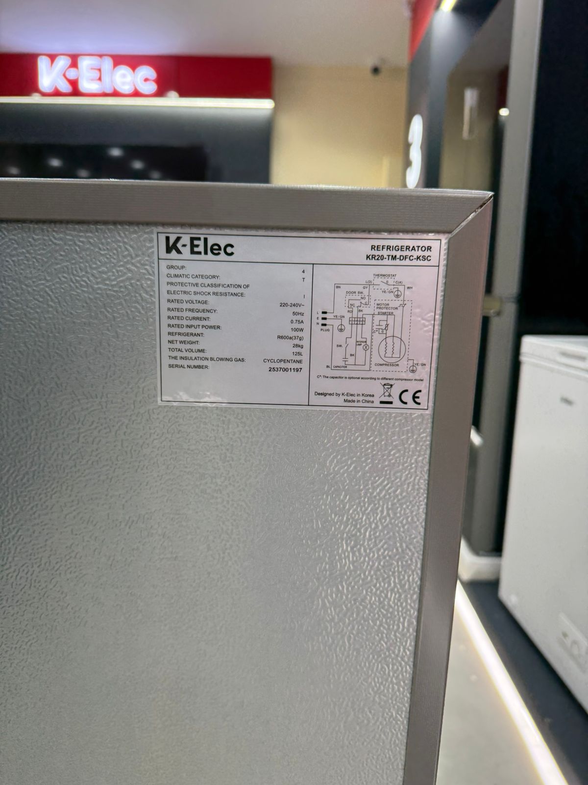 [TECH WEEK SALE ] K-ELEC 125L Double Door Refrigerator | 36 Months Warranty (KR20-TM-DFC-KSC) | Energy-Saving Fridge & Freezer | Adjustable Thermostat | 2L Bottle Rack.