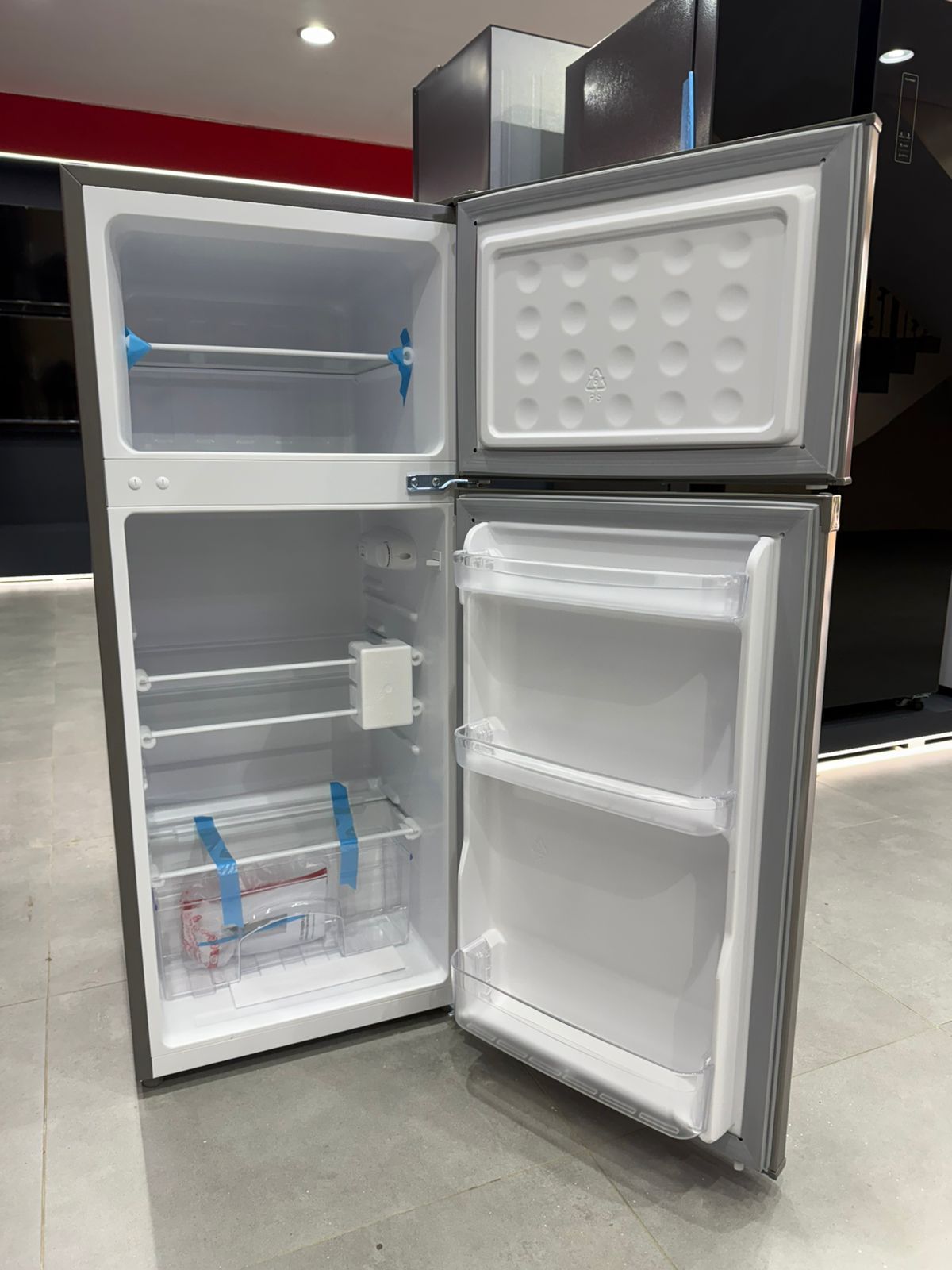 [TECH WEEK SALE ] K-ELEC 125L Double Door Refrigerator | 36 Months Warranty (KR20-TM-DFC-KSC) | Energy-Saving Fridge & Freezer | Adjustable Thermostat | 2L Bottle Rack.
