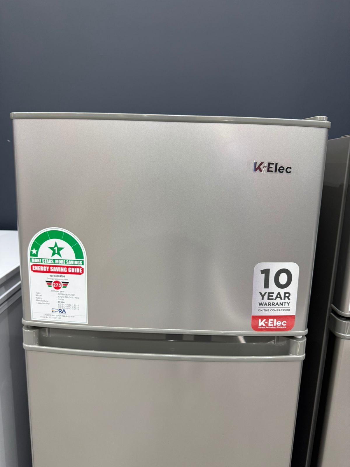 [TECH WEEK SALE ] K-ELEC 125L Double Door Refrigerator | 36 Months Warranty (KR20-TM-DFC-KSC) | Energy-Saving Fridge & Freezer | Adjustable Thermostat | 2L Bottle Rack.