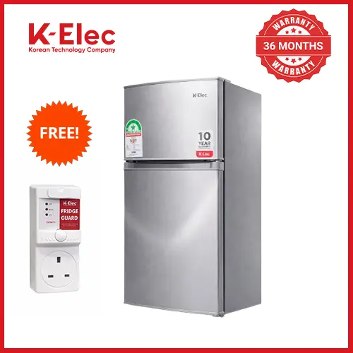 [TECH WEEK SALE ] K-ELEC 125L Double Door Refrigerator | 36 Months Warranty (KR20-TM-DFC-KSC) | Energy-Saving Fridge & Freezer | Adjustable Thermostat | 2L Bottle Rack.