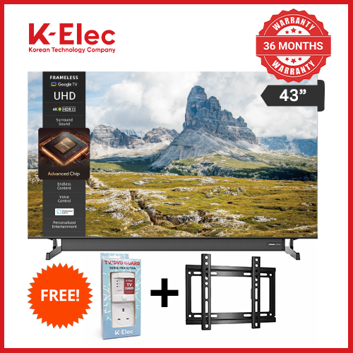 [EASTER SALE OFFER] K-Elec 43 Inches FHD Google Smart LED TV with Attached Dolby Atmos Soundbar | 36-Month Warranty | FREE TV Guard + FREE Wall Mount