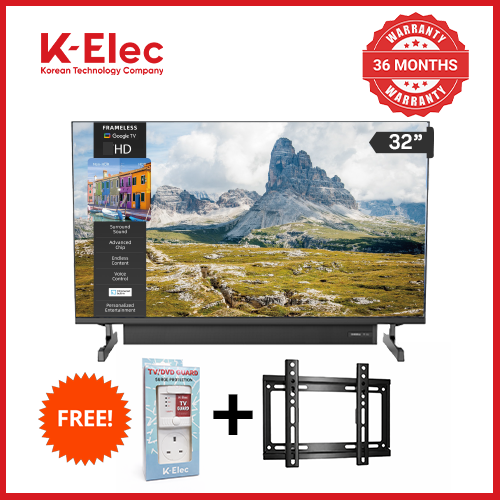 [EASTER SALE OFFER] K-Elec 32 Inches Google Smart LED TV with Built-In Dolby Atmos Soundbar | 36-Month Warranty | FREE TV Guard + FREE Wall Mount