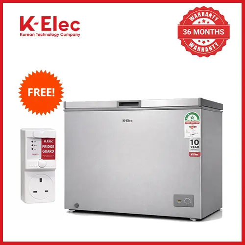 K-ELEC 200 Litres Vertical Chest Freezer KC25-KSS Energy Efficient Deep Freezer Perfect for Home & Business Use Fast Cooling Refrigerator + Free Fridge Guard